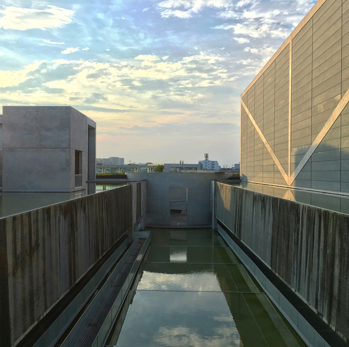狭山池博物館と夕日